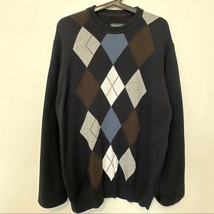 Mens David Taylor Collection Long Sleeve Argyle Sweater Large
